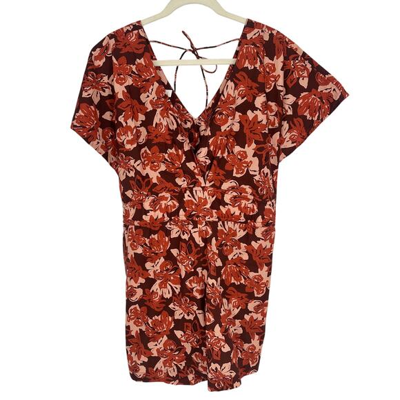 Madewell x Reistor New! Cut-Out Romper Floral Print Burgundy Red Orange Summer M - Picture 1 of 9